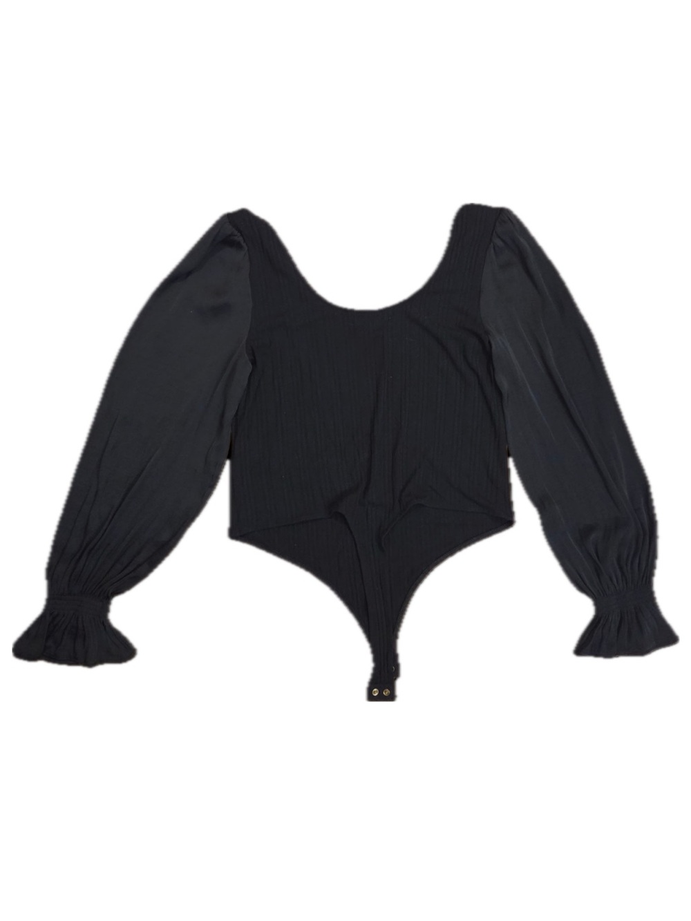 Banana Republic Black Long Puff Sleeve Ribbed Bodysuit